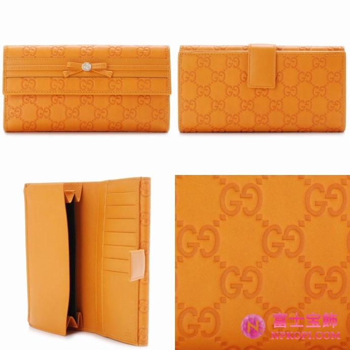 GUCCI/グッチ 2012年春夏新作MAYFAIRGG柄ボウリボン2つ折り長財布 256933 AA61G 7618 